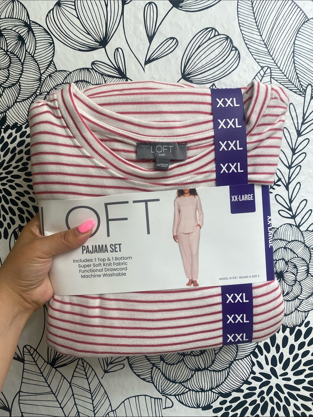 Women's Pink Striped Long Sleeve Pajama Set - Picture 6 of 7